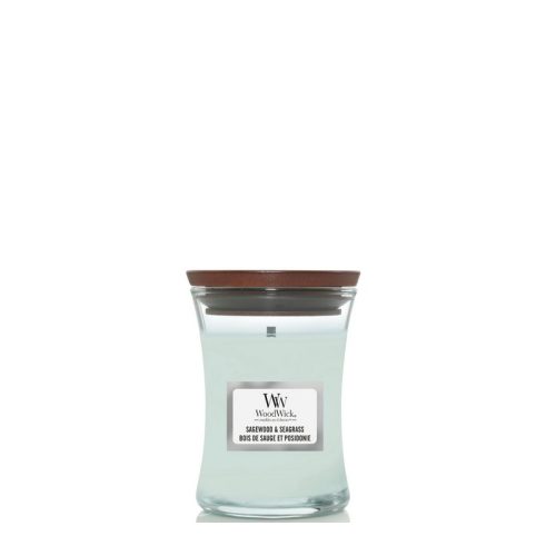 Ароматична свічка з нотами шавлії, океану та кедра Woodwick Mini Sagewood & Seagrass 85 г